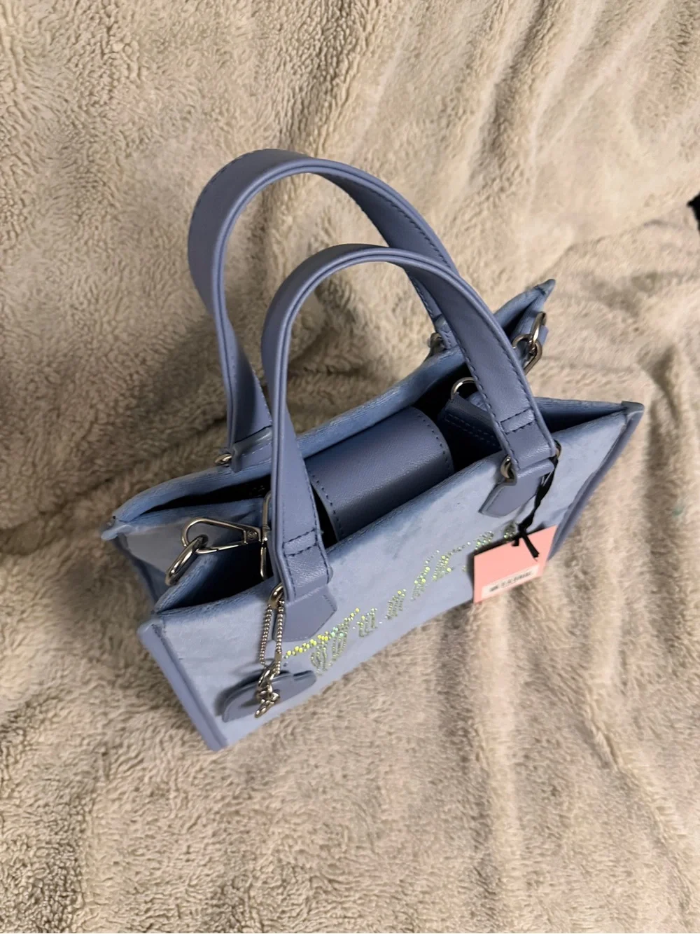 Juicy Couture Periwinkle Blue Mini Satchel with Crystal Logo